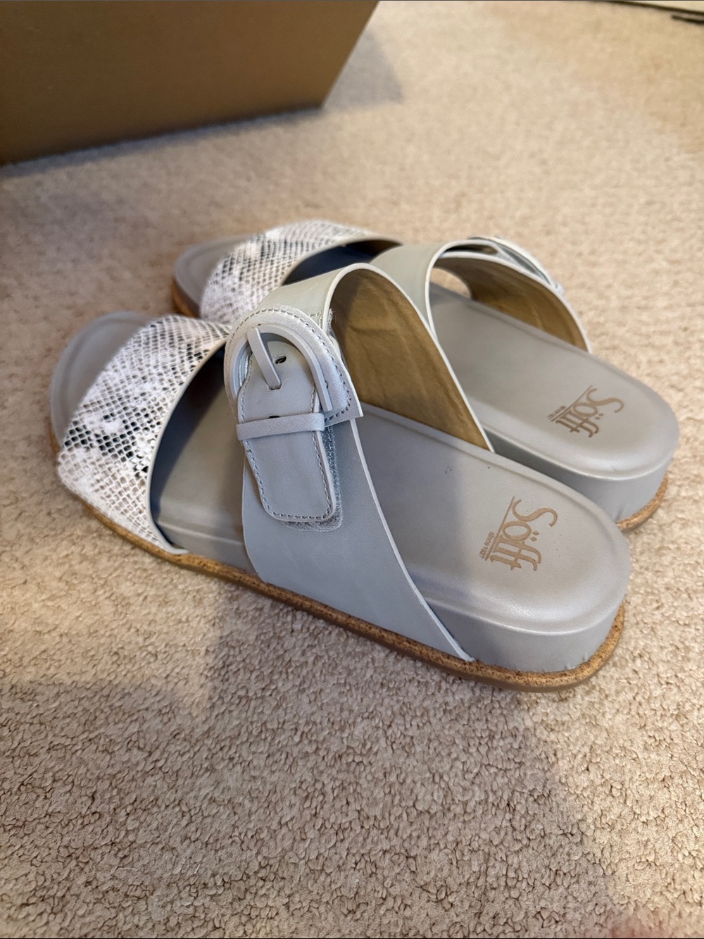 Sofft Two-Strap Snake Print and Light Gray Slide Sandals - Picture 6 of 6